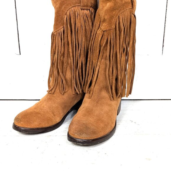 Western suede leather fringe festival boots - Picture 8 of 9
